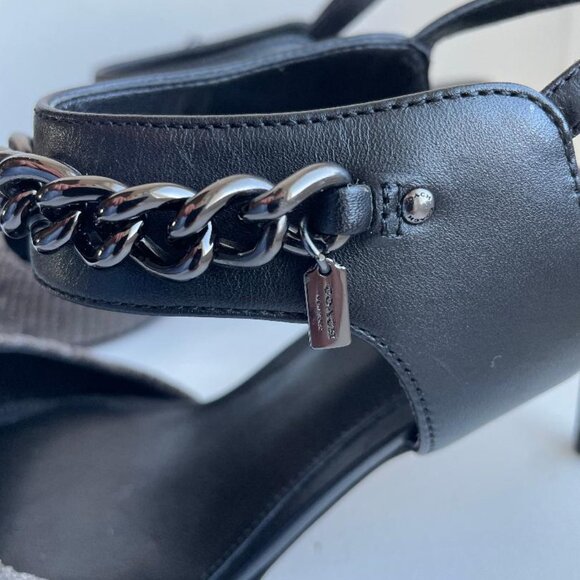 Coach Pointed Toe Slingback Heels Size 8 | Chain Strap - Picture 4 of 4